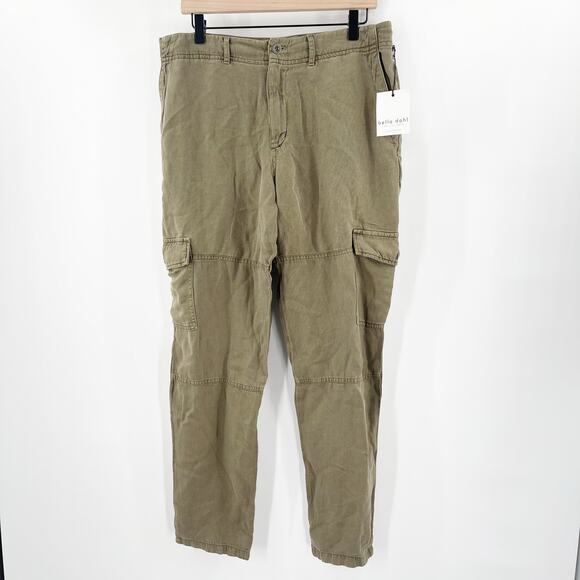 BELLA DAHL Sienna Pants Size 31 NWT Rolled Cargo Linen Blend Jogger Green Casual - Picture 3 of 16